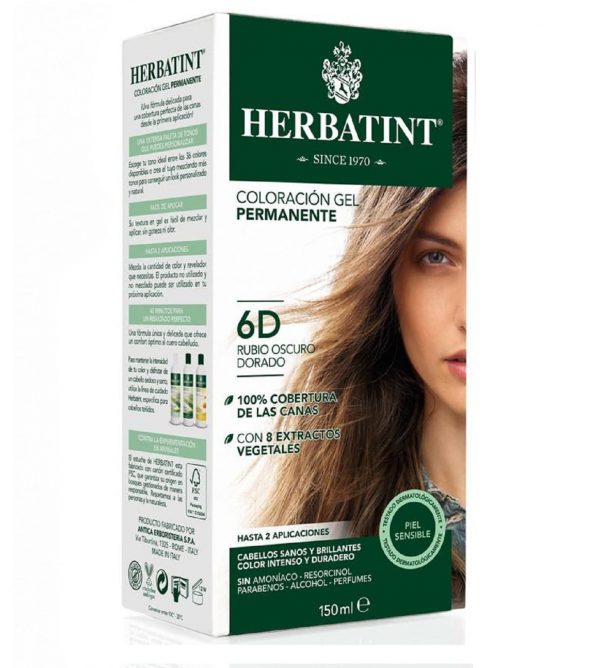 Tintura coloración gel permanente Herbatint 6D
