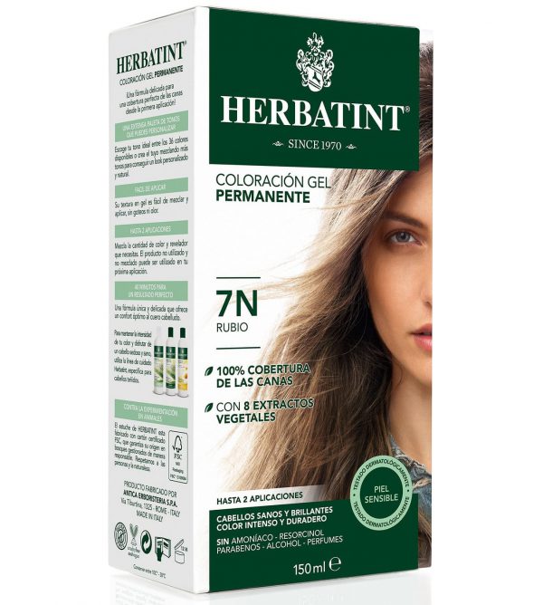 Tintura coloración gel permanente Herbatint 7N