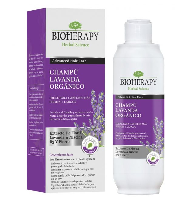 Shampoo de lavanda orgánico Bioherapy 330 ml. cabellos normales
