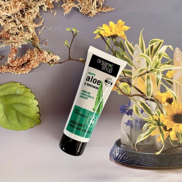 Crema gel para manos y uñas de aloe vera y cera de abeja (aloe & bee wax) de Organic Shop