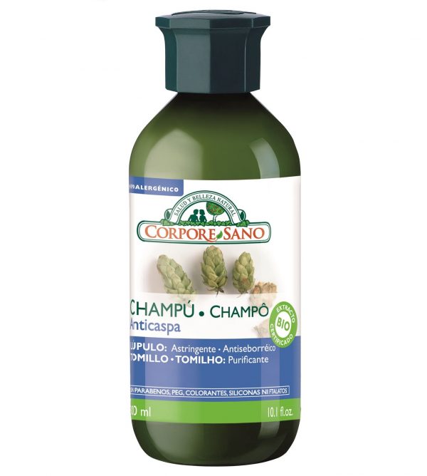 Shampoo anticaspa con lúpulo y tomillo Corpore Sano 300 ml.