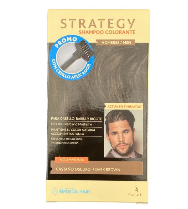 Shampoo colorante castaño oscuro para hombres efecto inmediato 30 ml.