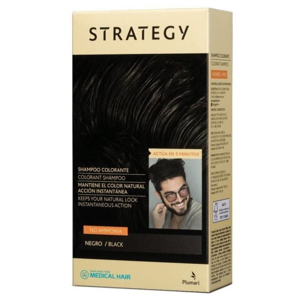 Strategy shampoo colorante negro para hombres
