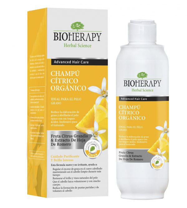 Shampoo cítrico orgánico para cabello graso Bioherapy