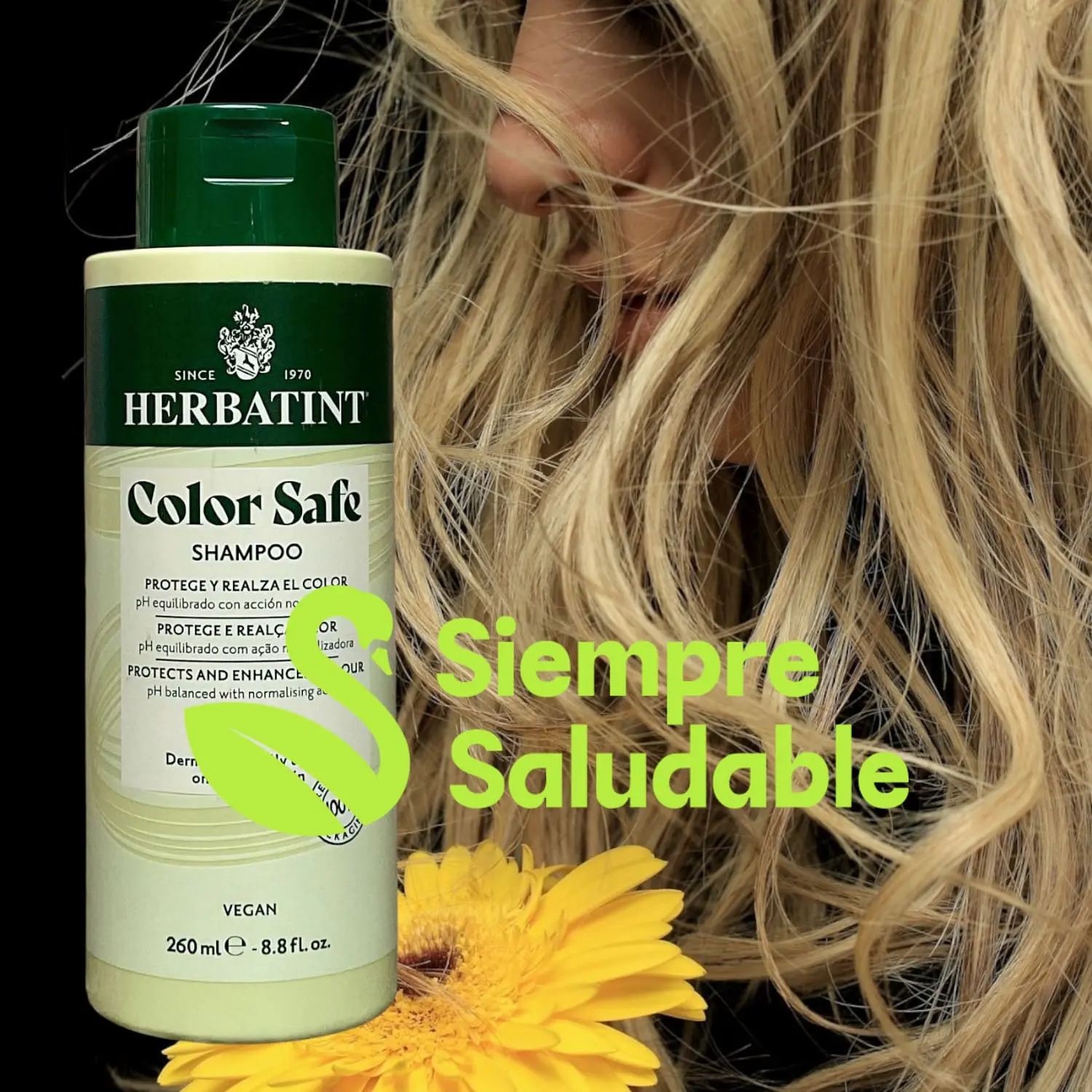 Shampoo para pelo teñido de aloe vera - color safe Herbatint - Imagen 2