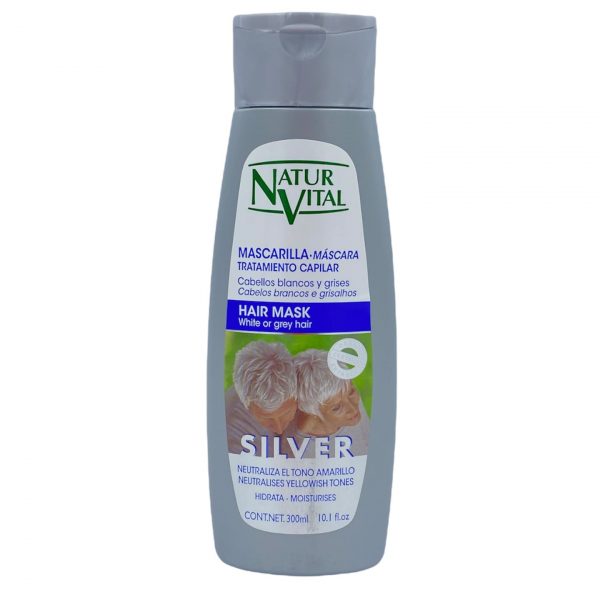 Mascarilla tratamiento capilar Silver cabellos blancos y grises NaturVital