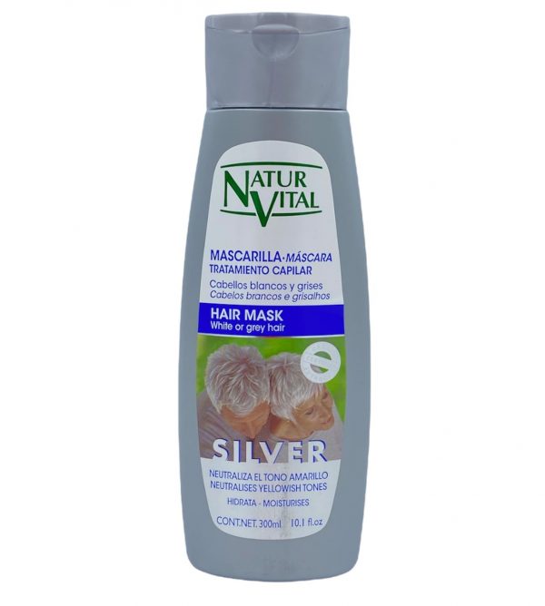 Mascarilla tratamiento capilar Silver cabellos blancos y grises NaturVital