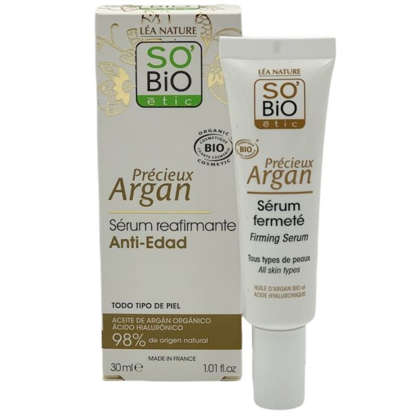 Serum antiedad con ácido hialuronico y aceite de argán So Bio Etic 30 ml.