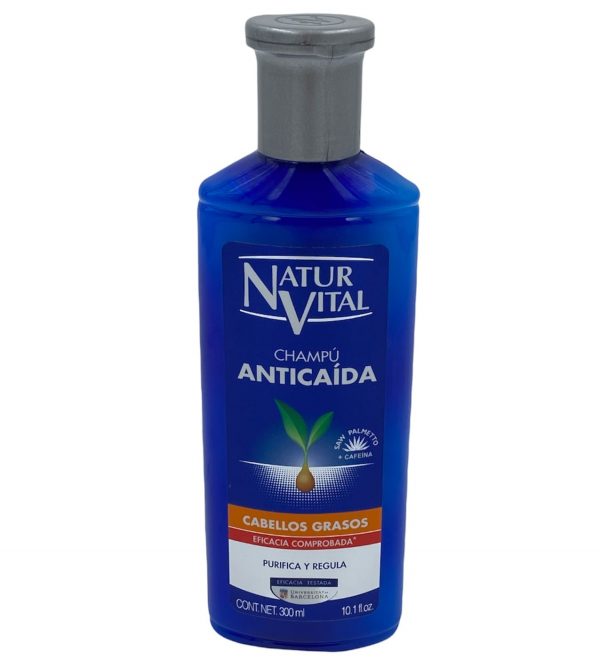 Shampoo anticaída cabellos grasos NaturVital 300 ml.