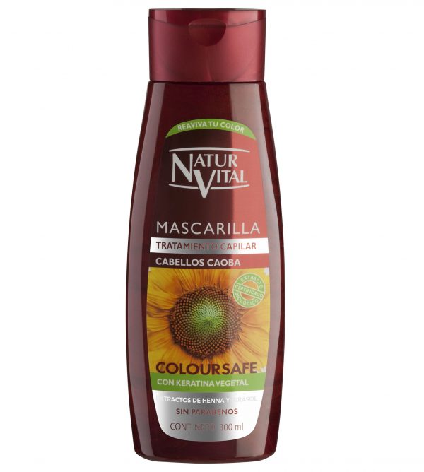 Mascarilla de tratamiento capilar para cabellos caoba Naturvital 300 ml.