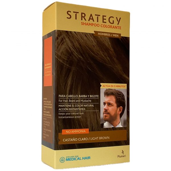 Shampoo colorante castaño claro para hombres efecto inmediato 30 ml.