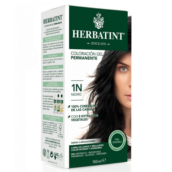 Tintura Permanente 1N - Negro Herbatint sin amoniaco