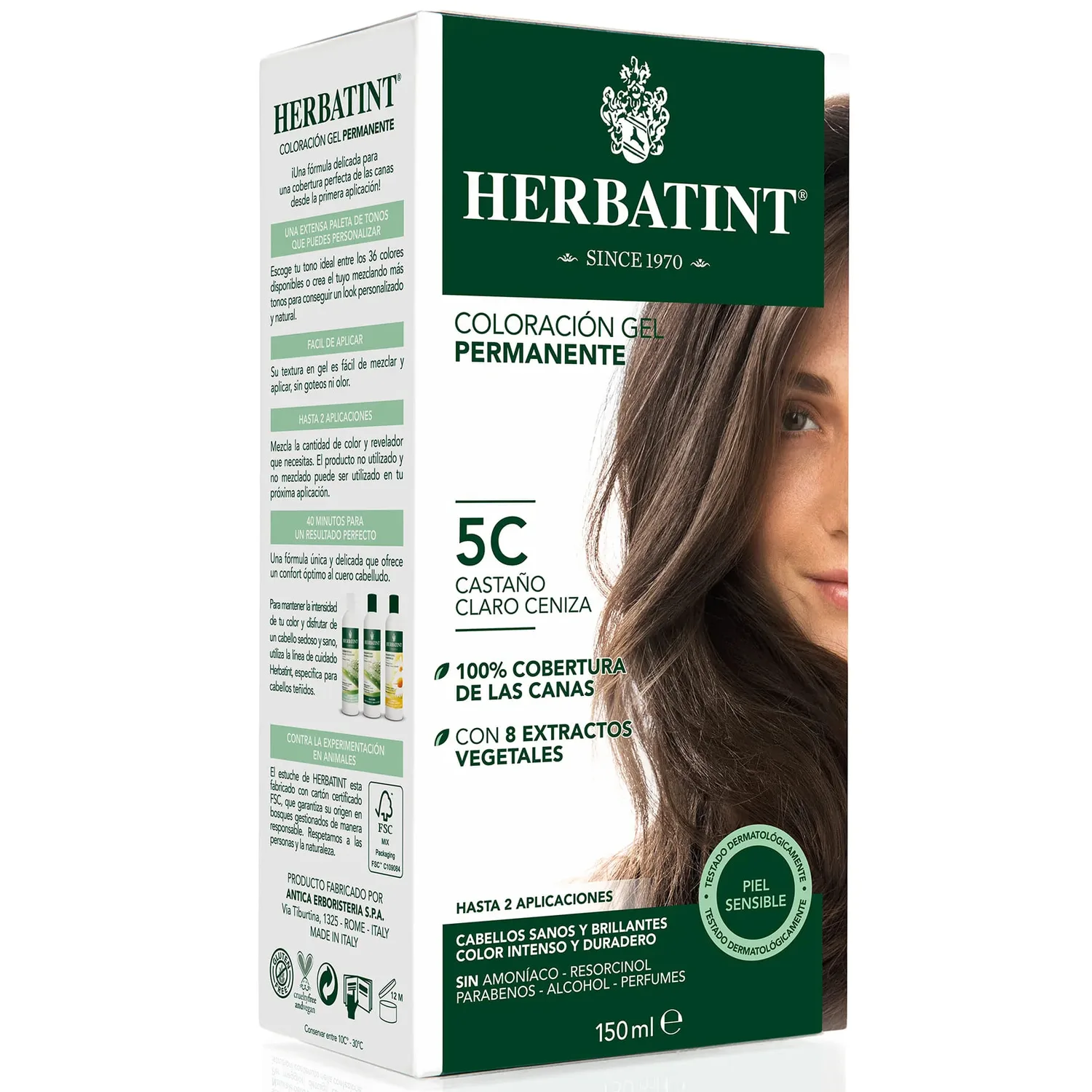 Tintura permanente 5C - Castaño Claro Ceniza Herbatint