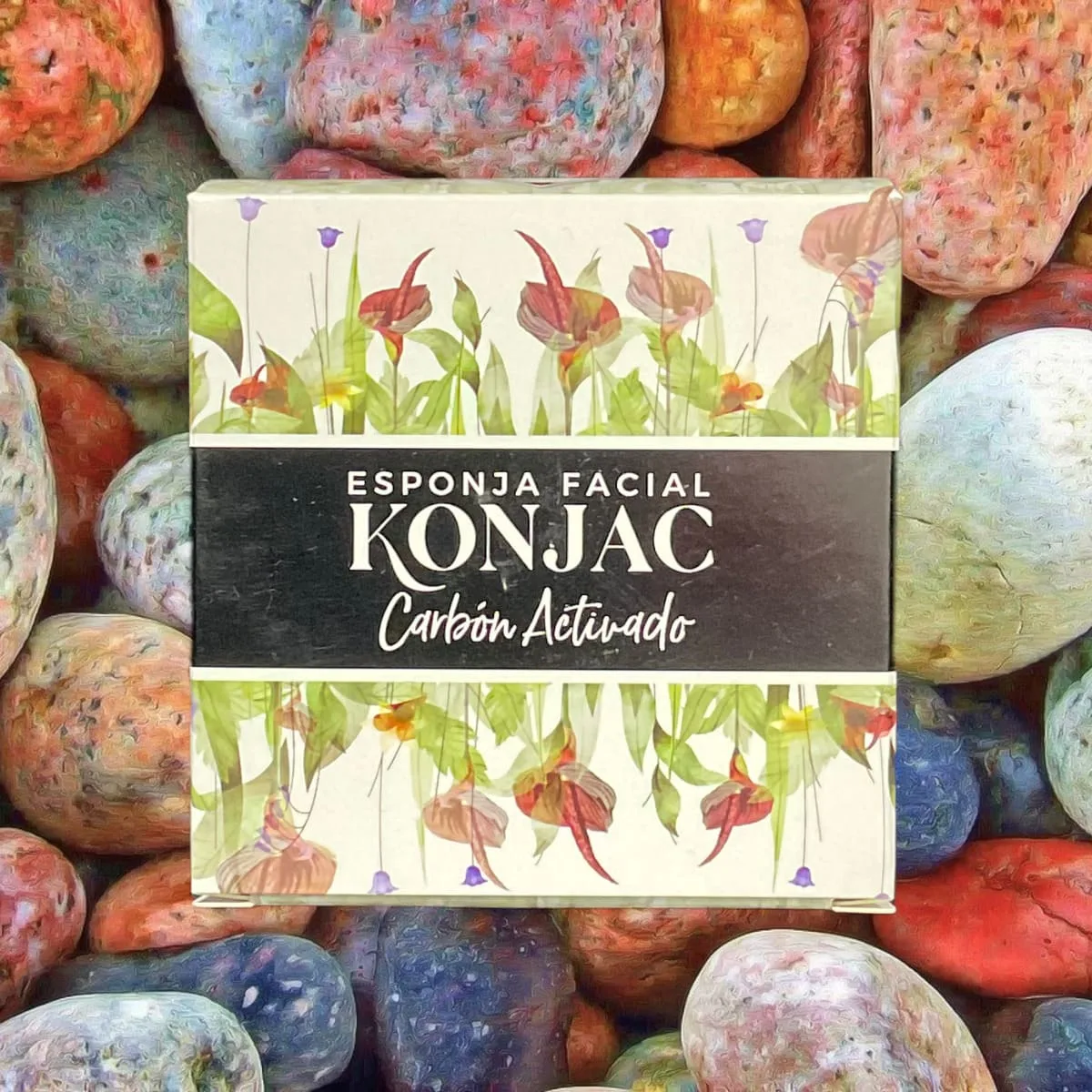 Esponja de limpieza facial Konjac carbón activado antiacné - Imagen 2
