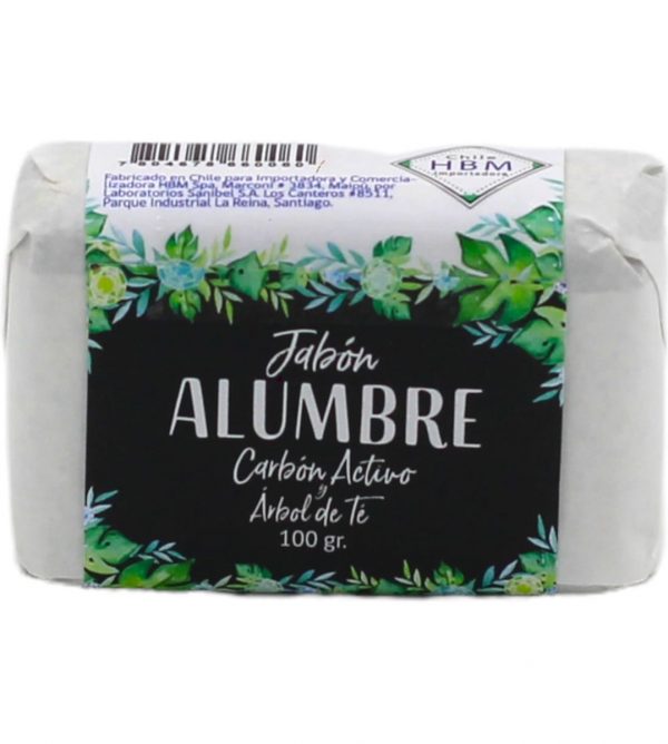 Jabón de alumbre con carbón activado y aceite de árbol del té 100 grs.