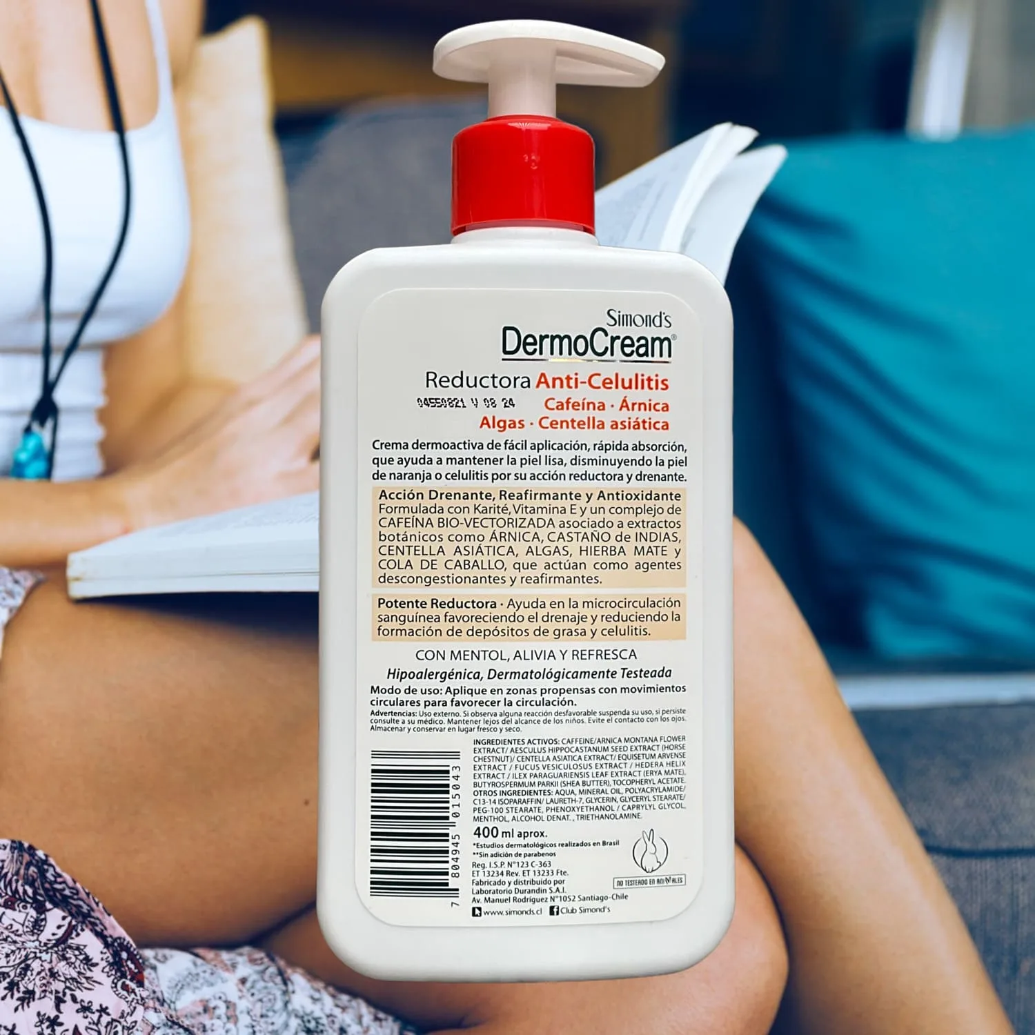 Crema Dermocream anti celulitis con centella asiática y algas Simond's 400 ml. - Imagen 4