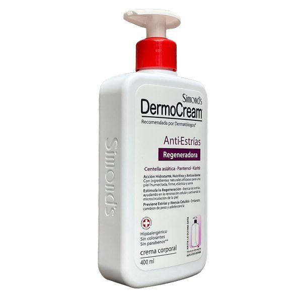 Crema Dermocream anti estrías con centella asiática y pantenol de Simond's 400 ml.