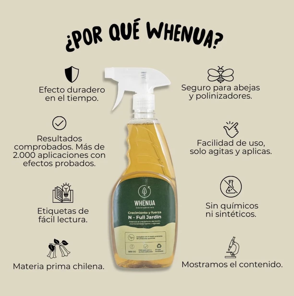 Bioestimulante Whenua N-Full Jardín Spray 500cc - Imagen 3