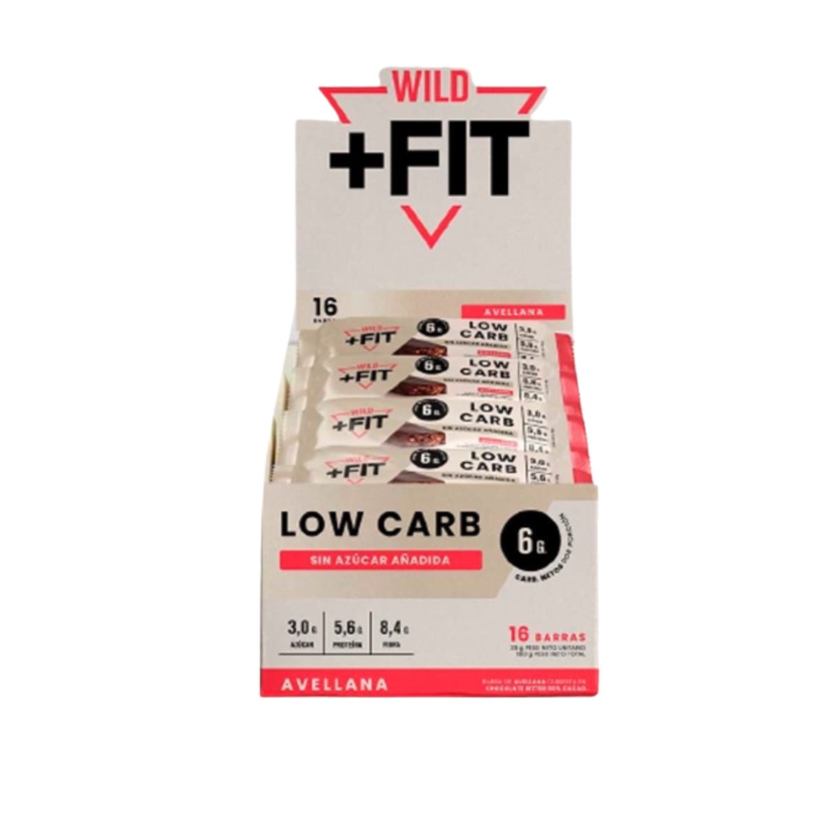 Barritas de cereal Wild Foods +Fit Low Carb Chocolate Avellana