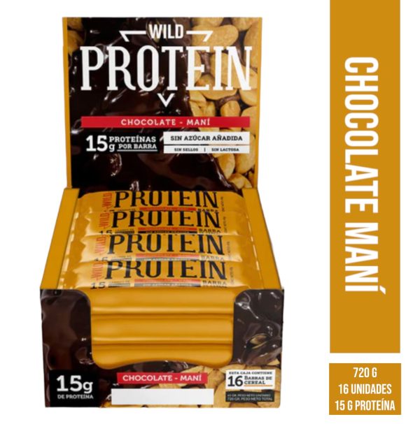 Caja de 16 Barritas de proteina Wild Foods Chocolate Maní