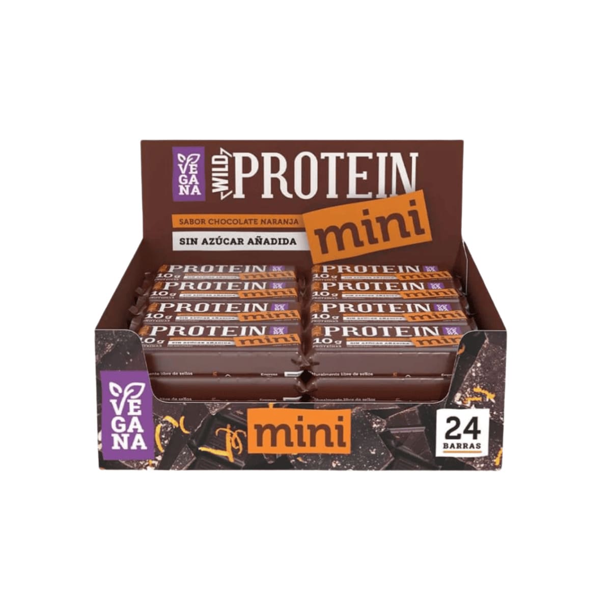 Barritas de proteína Wild Foods Mini 24 Unidades - Vegana Sabor Chocolate Naranja