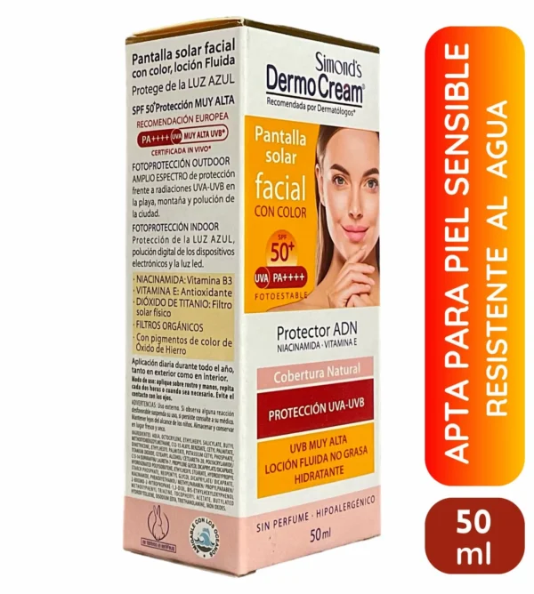 Pantalla solar facial color Spf 50+ con protector ADN Simond's 50 ml