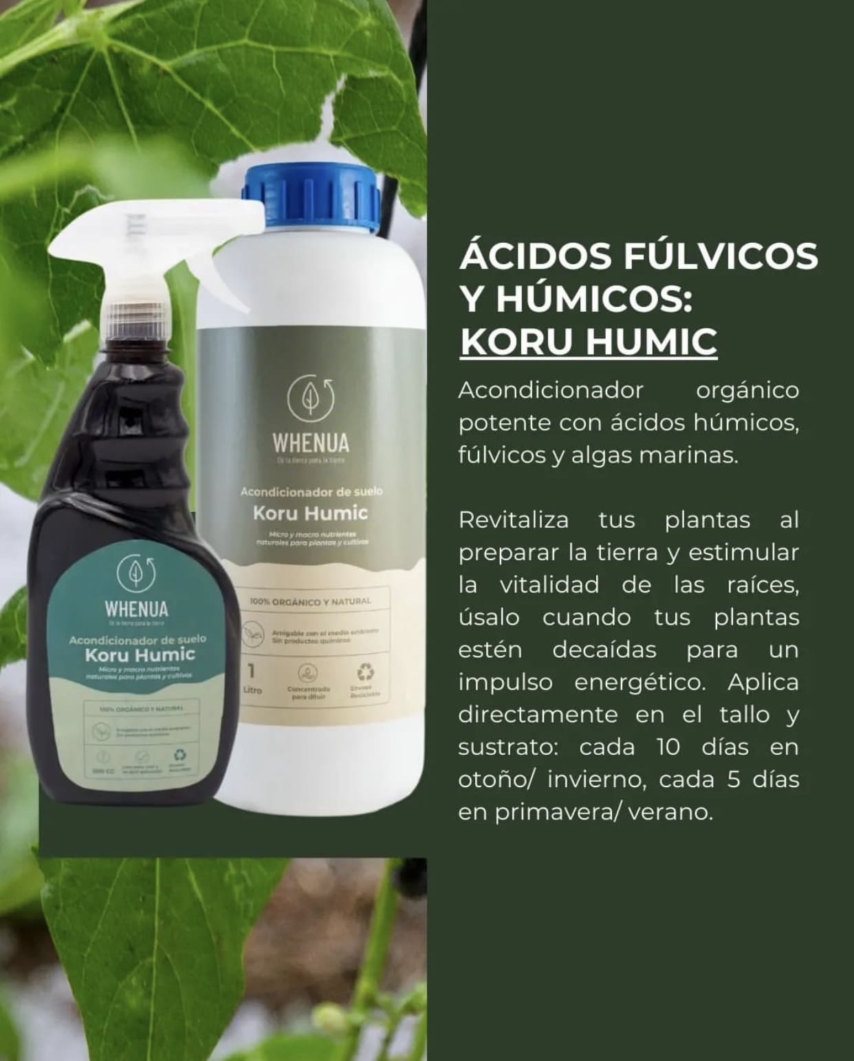 Acondicionador de suelo Whenua Koru Humic: Ácidos Fúlvicos & Húmicos Spray 500cc - Imagen 3