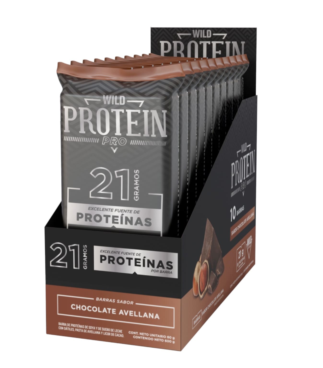 Barritas de proteína Wild Protein Pro 21g Chocolate Avellana
