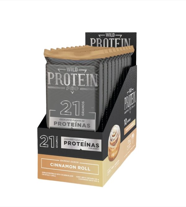 Barritas Wild Foods Cinnamon Roll - 21g Proteína - 10 Uds