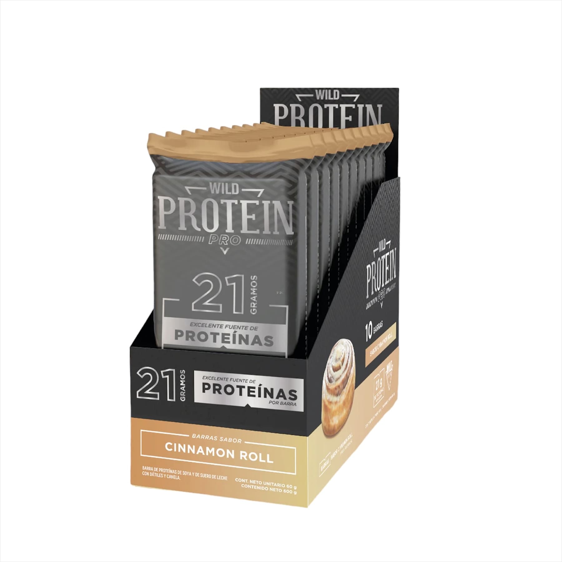 Barritas Wild Foods Cinnamon Roll - 21g Proteína - 10 Uds