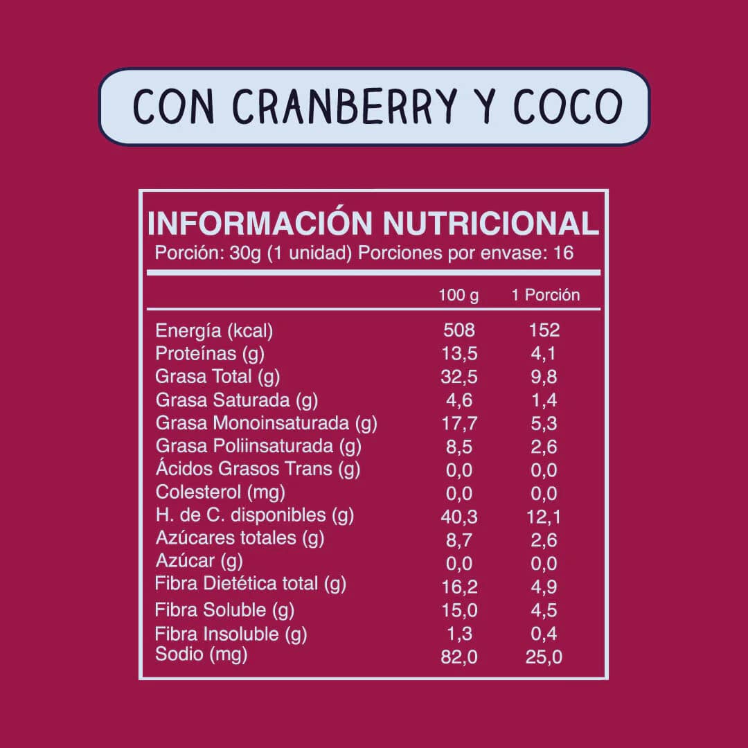 Barritas De Frutos Secos Con Cranberry Coco Wild Foods Soul - Imagen 2