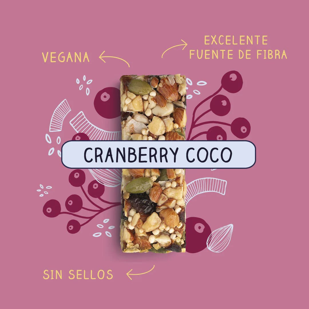 Barritas De Frutos Secos Con Cranberry Coco Wild Foods Soul - Imagen 3