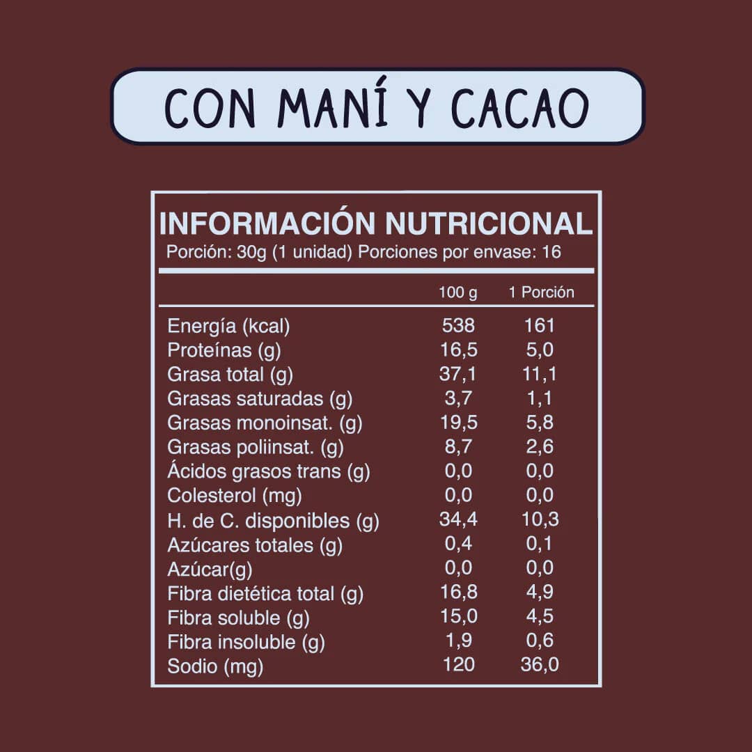 Barritas De Cereal Wild Foods Soul Frutos Secos Cacao & Maní - Imagen 2