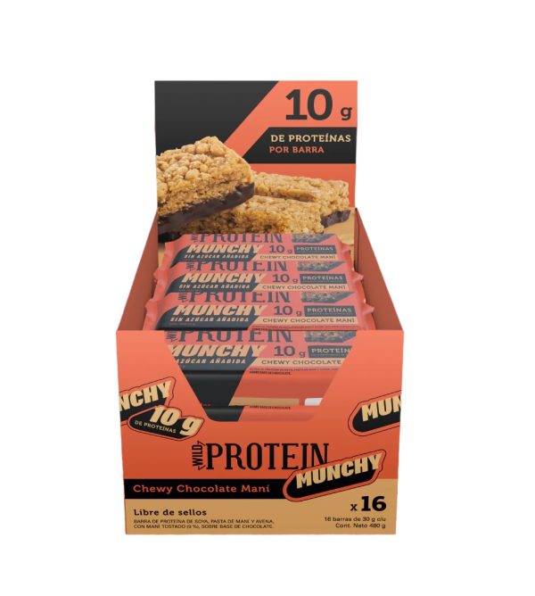 Barritas de proteína Munchy Chewy Chocolate Maní Wild Foods