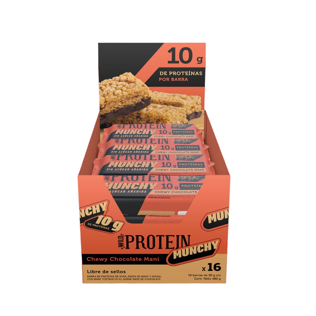 Barritas de proteína Munchy Chewy Chocolate Maní Wild Foods