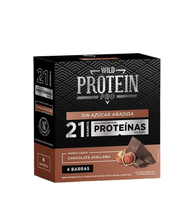 Caja de 4 Barritas Wild Protein Pro Chocolate Avellana
