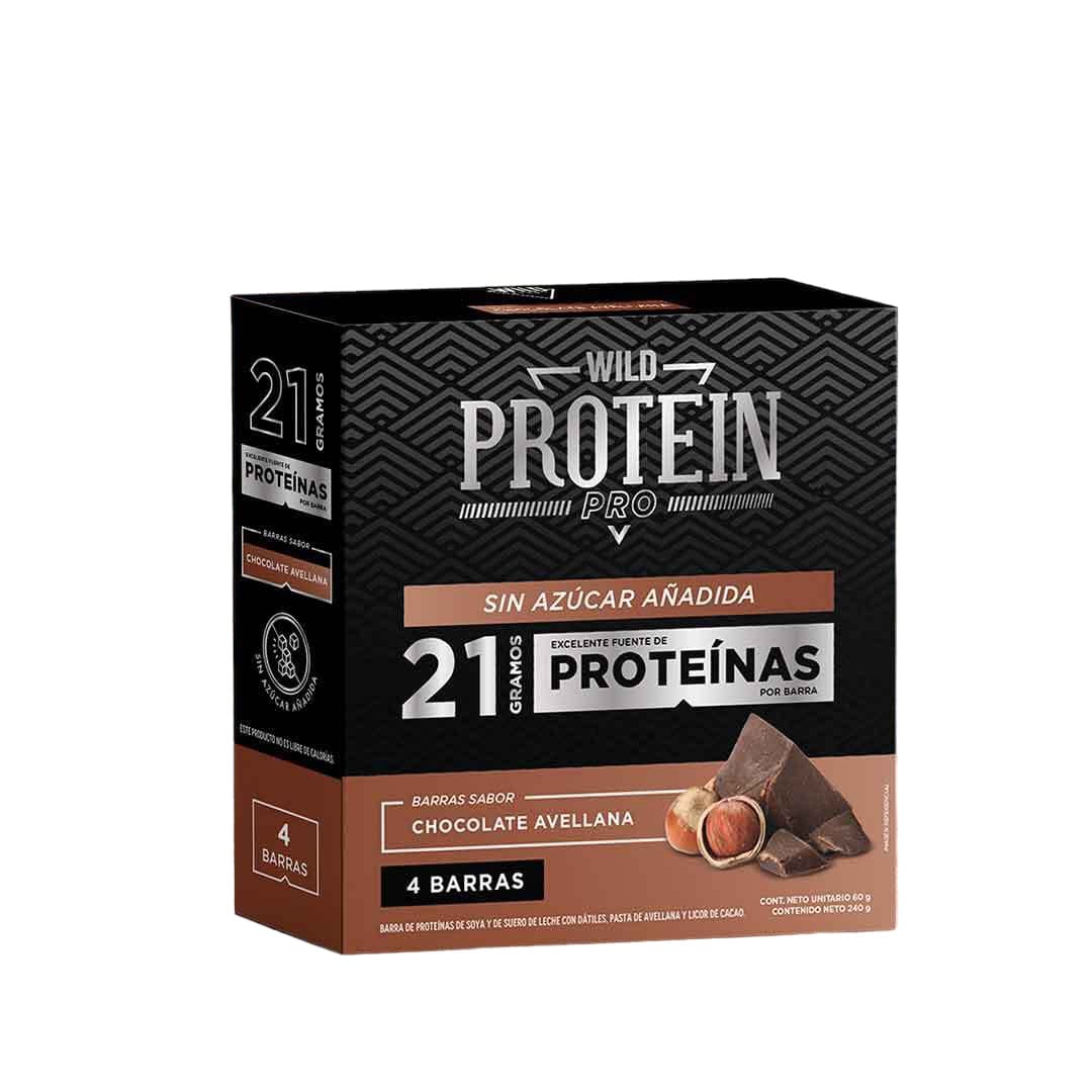 Caja de 4 Barritas Wild Protein Pro Chocolate Avellana