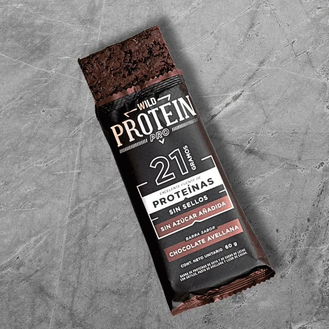 Caja de 4 Barritas Wild Protein Chocolate Avellana - Imagen 2