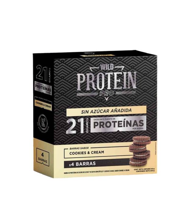 Caja de 4 Barritas Wild Protein Pro Cookies & Cream