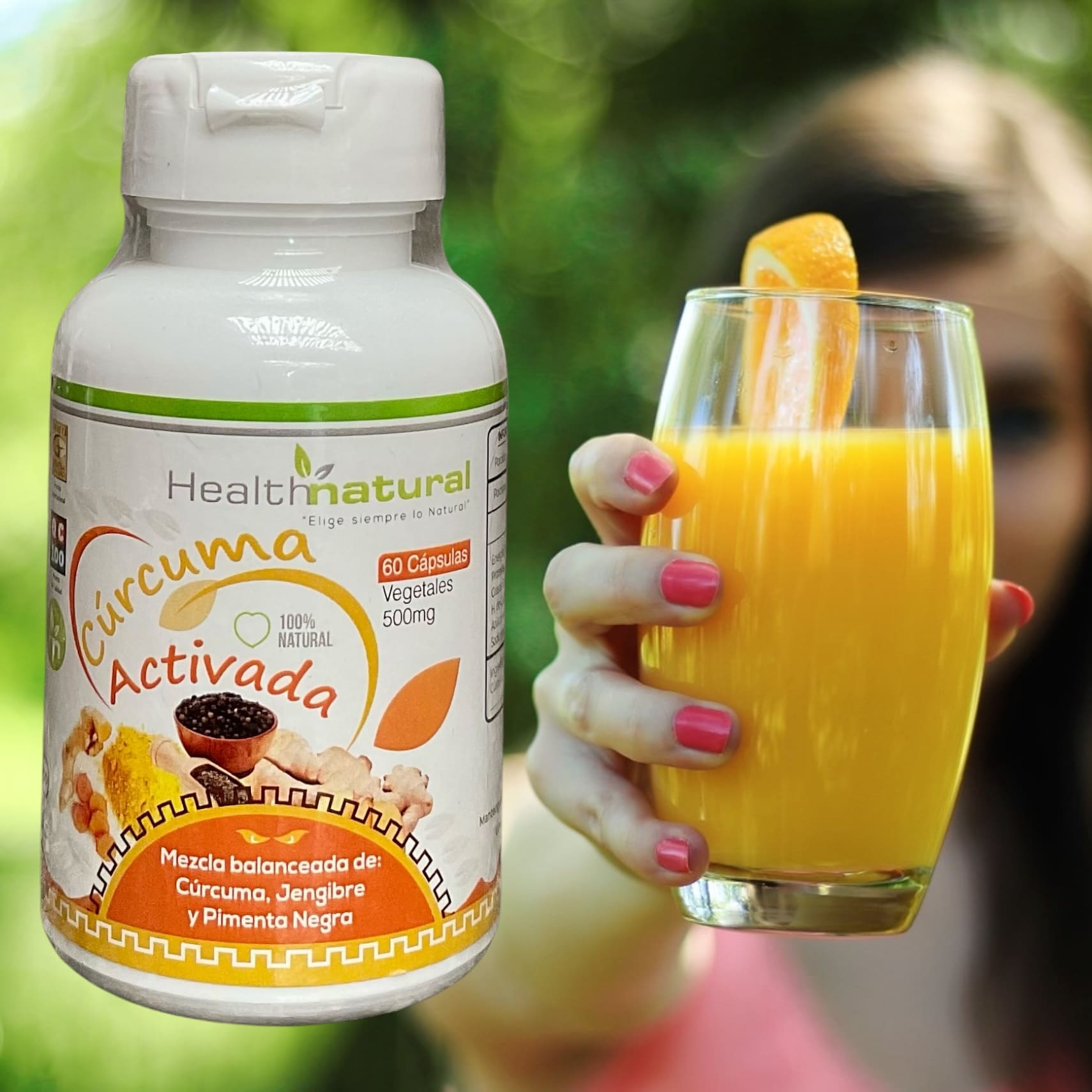 Cúrcuma activada Health Natural 60 cápsulas vegetales - 500 mg - Imagen 3