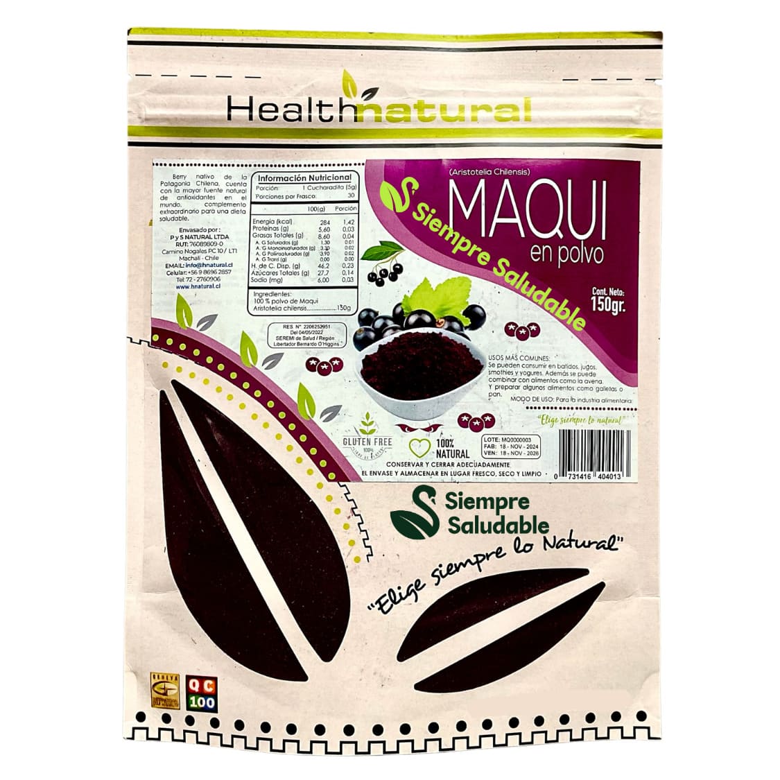 Maqui en polvo deshidratado Health Natural