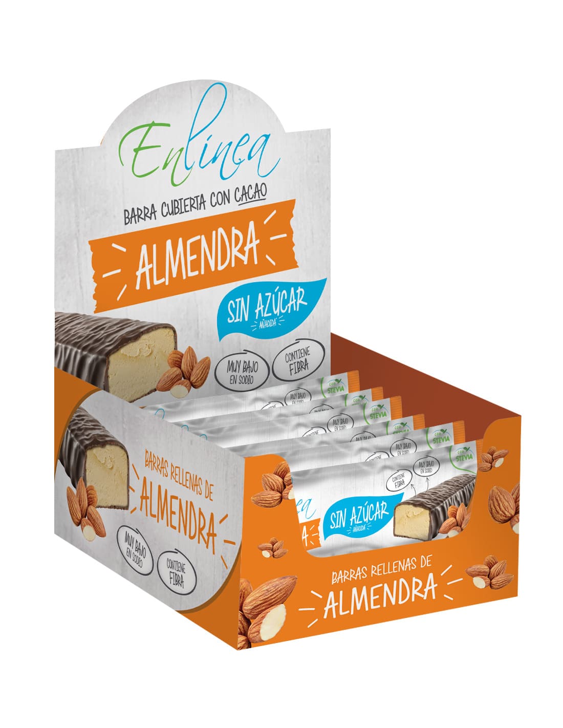 Barritas De Almendra Chocolate Sin Azúcar 20 Uds - En Línea