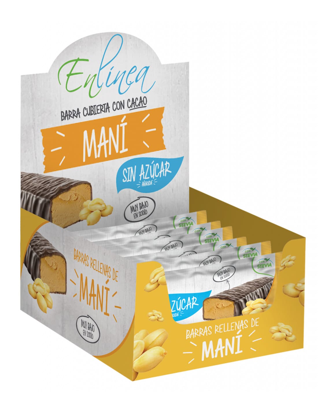 Barritas De Maní Chocolate Sin Azúcar 20 Unidades - En Línea