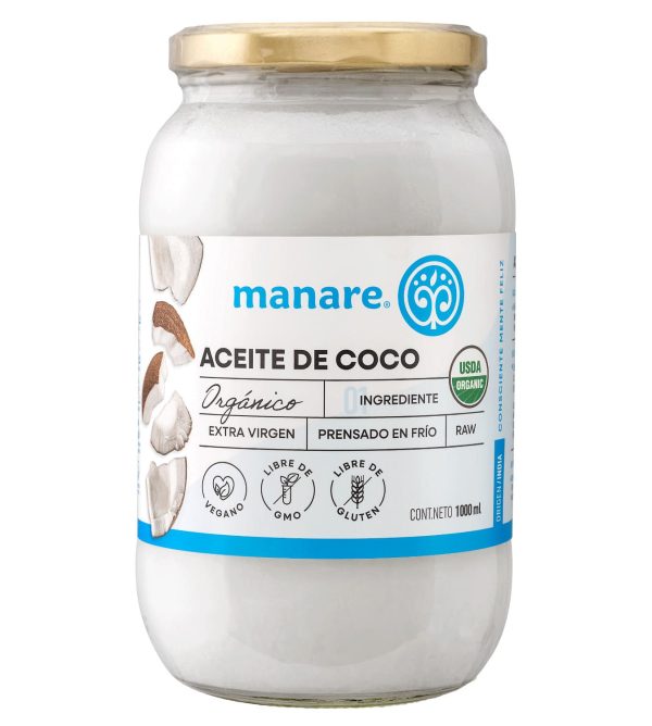 Aceite de Coco Orgánico Prensado En Frío - 1 Litro - Manare