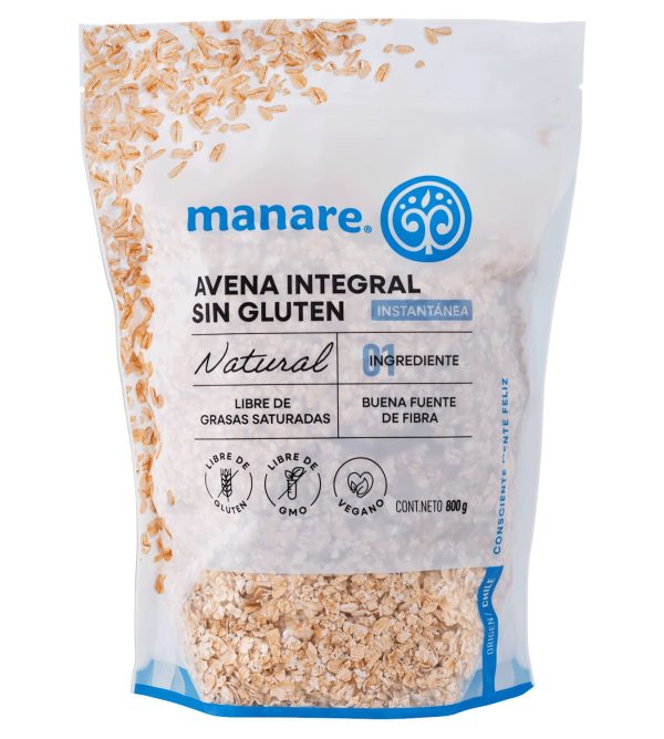 Avena Integral Instantánea Sin Gluten 800g - Manare