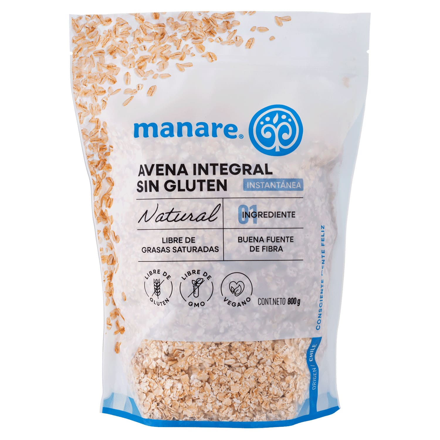 Avena Integral Instantánea Sin Gluten 800g - Manare