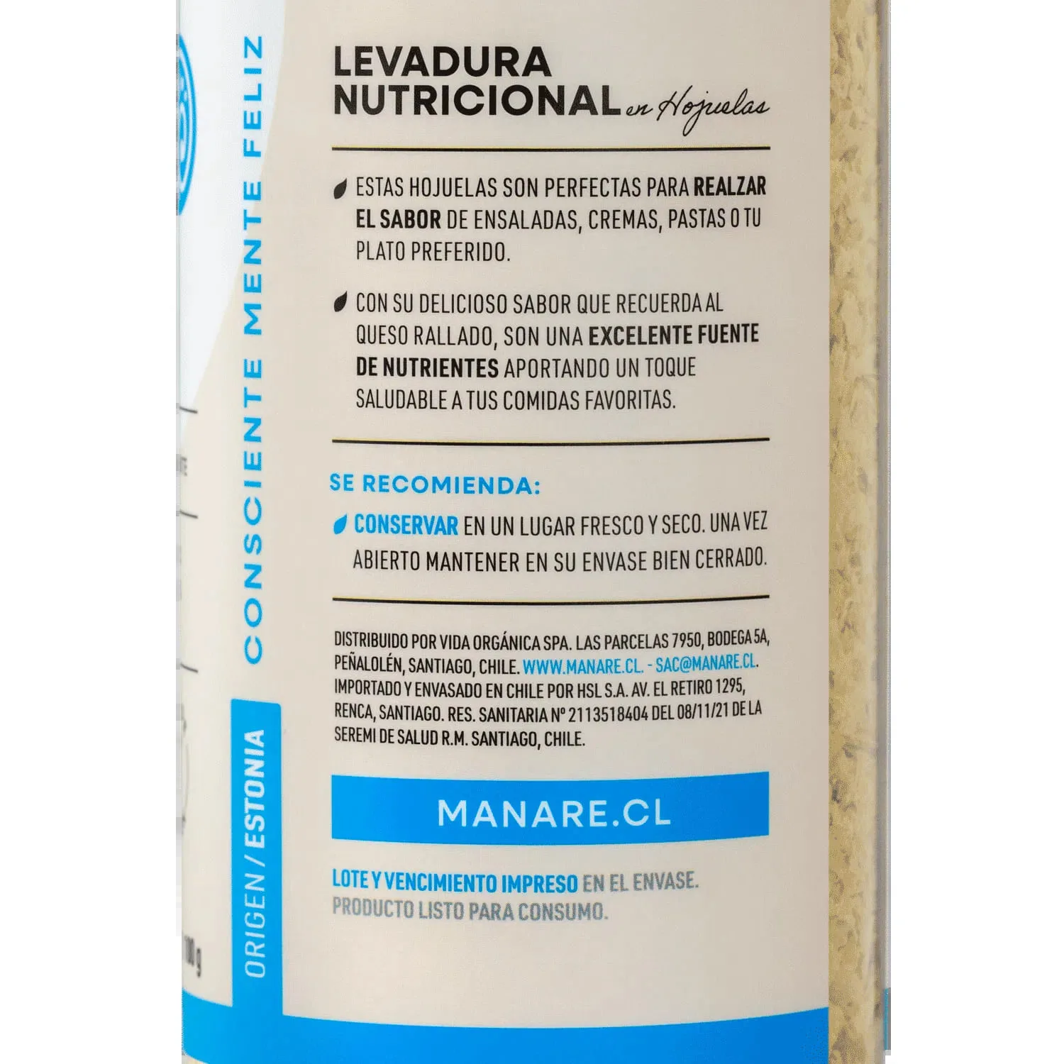 Levadura Nutricional en Hojuelas 100g - Manare - Imagen 2