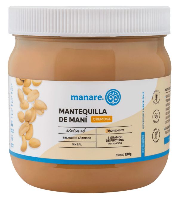 Mantequilla de Maní Cremosa Natural - 1Kg - Manare