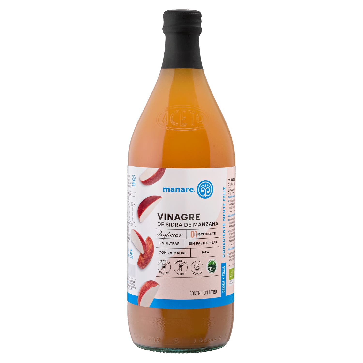 Vinagre de Sidra de Manzana Orgánico - 1 Litro - Manare