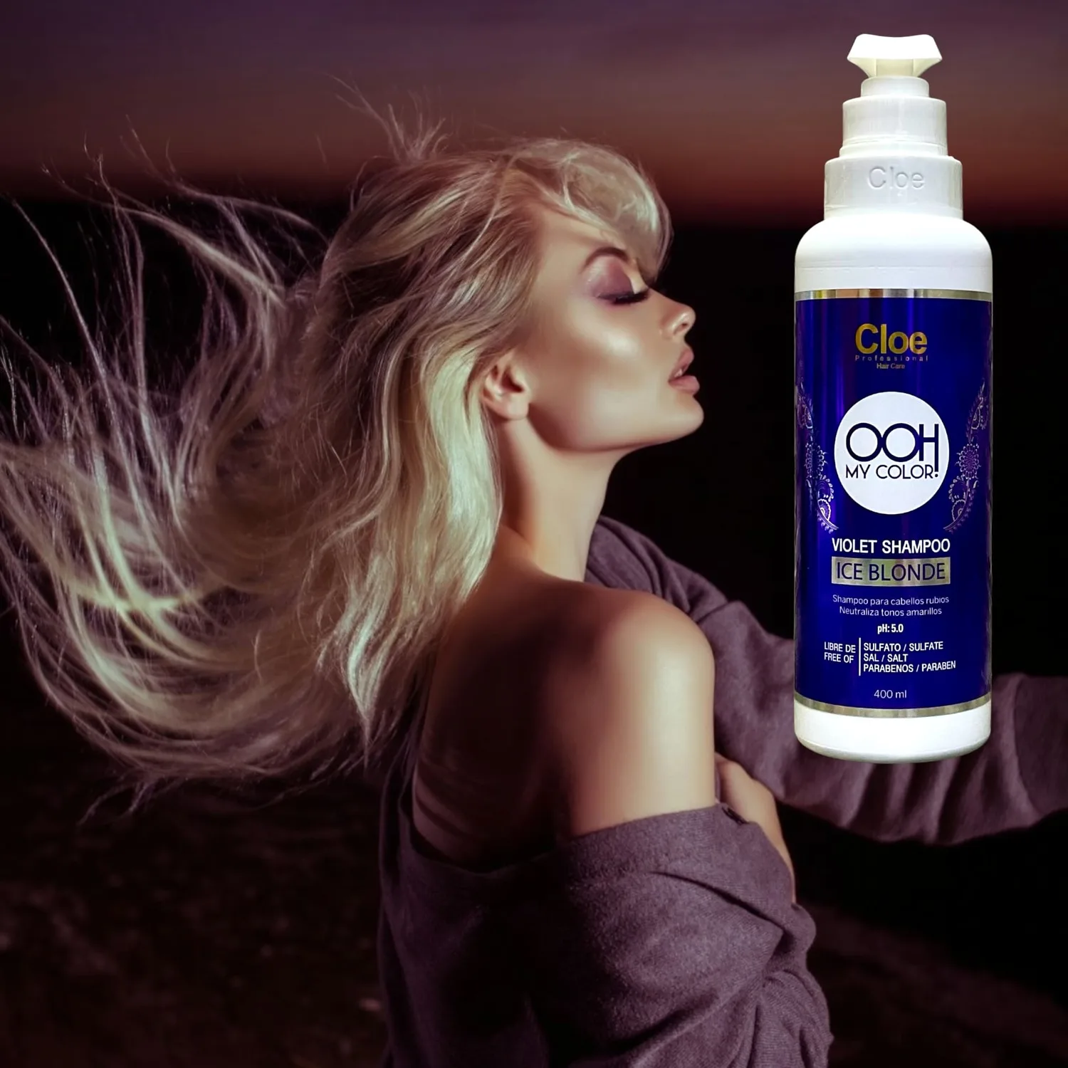 Shampoo Violet Ice Blonde Para Cabellos Rubios Cloe - 400 ml - Imagen 3